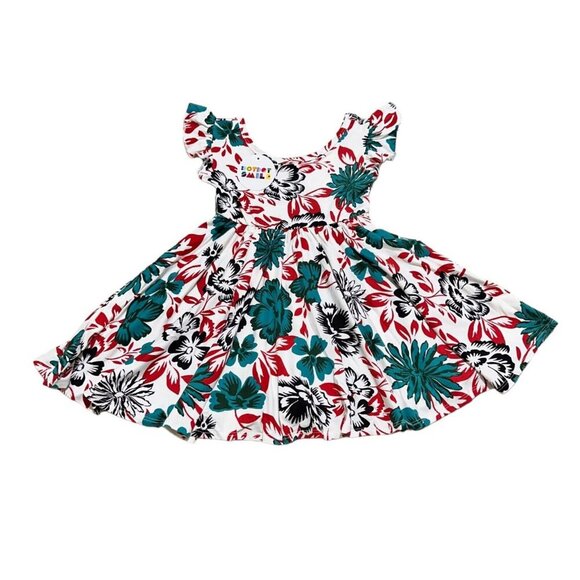Dot Dot Smile Girl's Size 2T Red Green Empire Flutter Sleeve Twirl Dress NWT - Picture 1 of 7